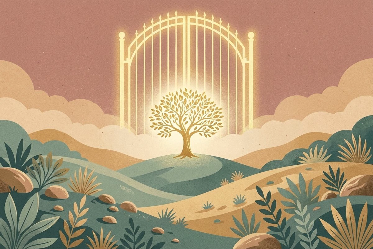 Symbolic scene from the story of Adam