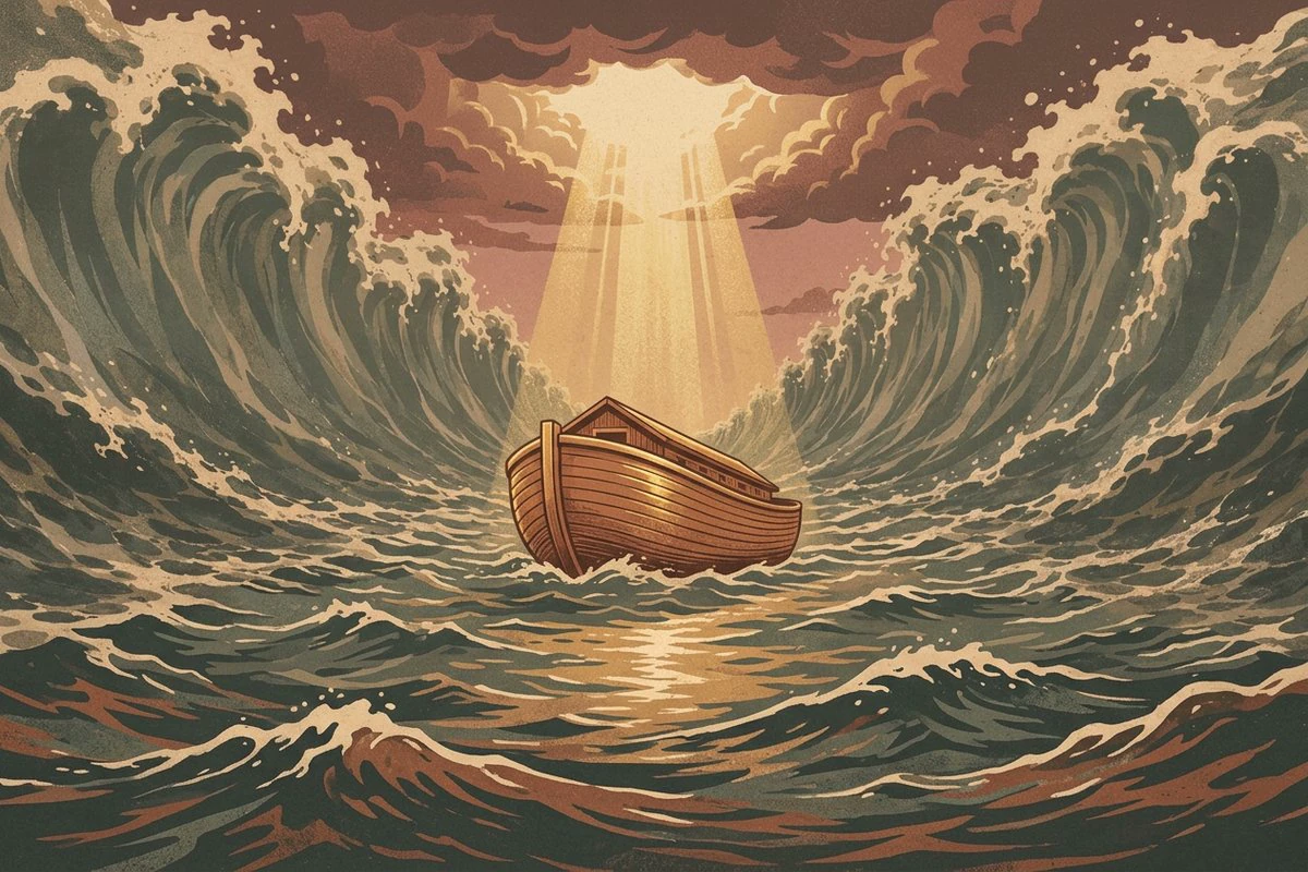 Symbolic scene from the story of Nuh (Noah)