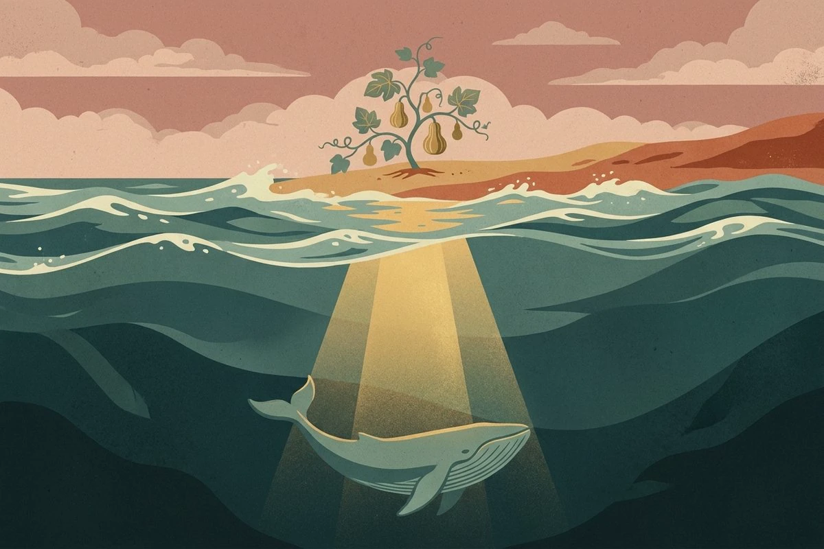 Symbolic scene from the story of Yunus (Jonah)